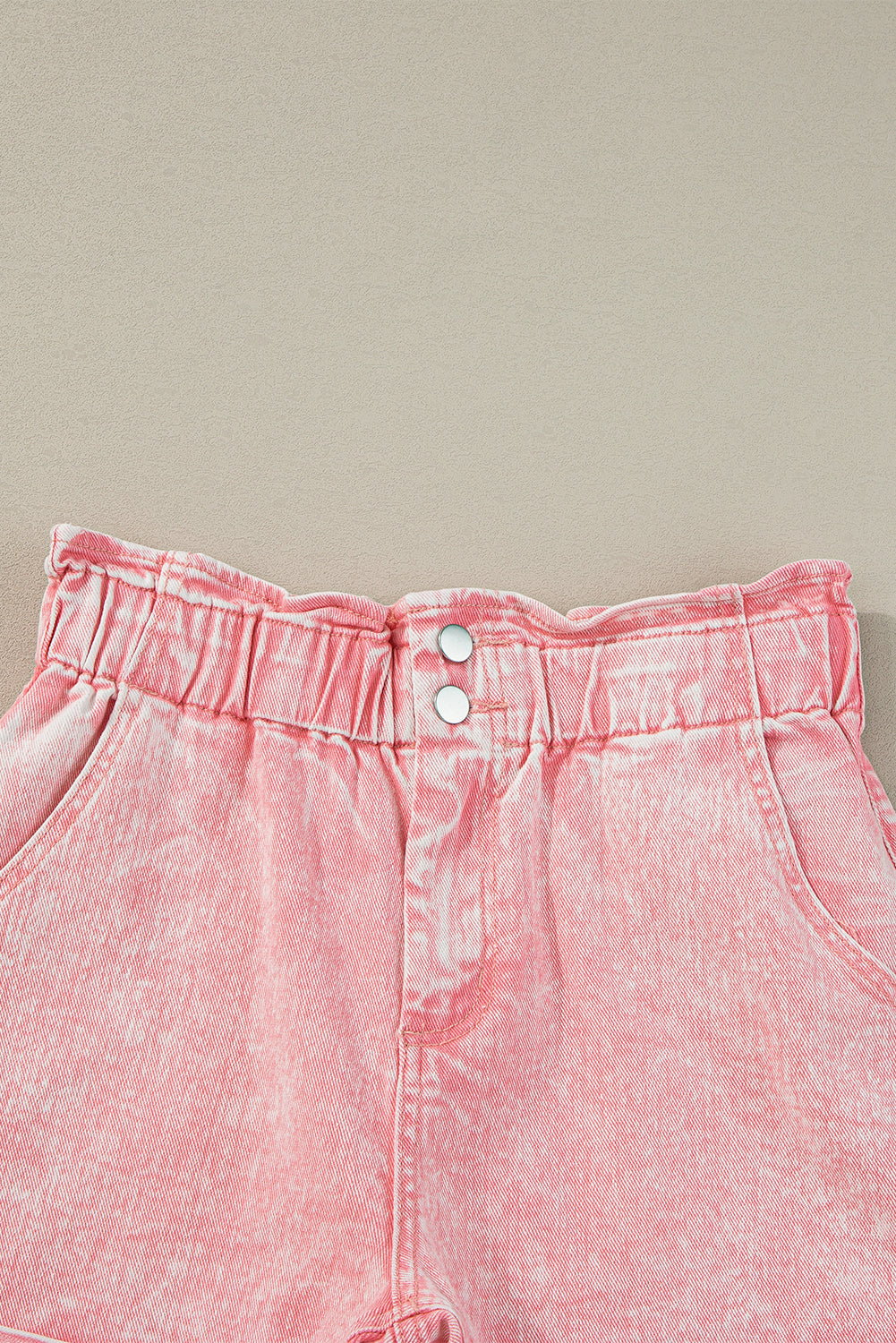 Vintage Washed Frilled High Waist Denim Shorts