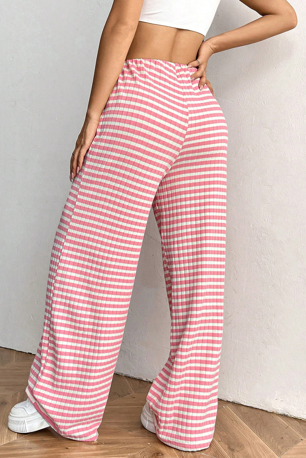 Pink Striped Drawstring Pants