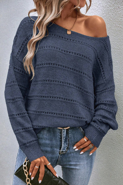 Teal Boat Neck Knit Sweater